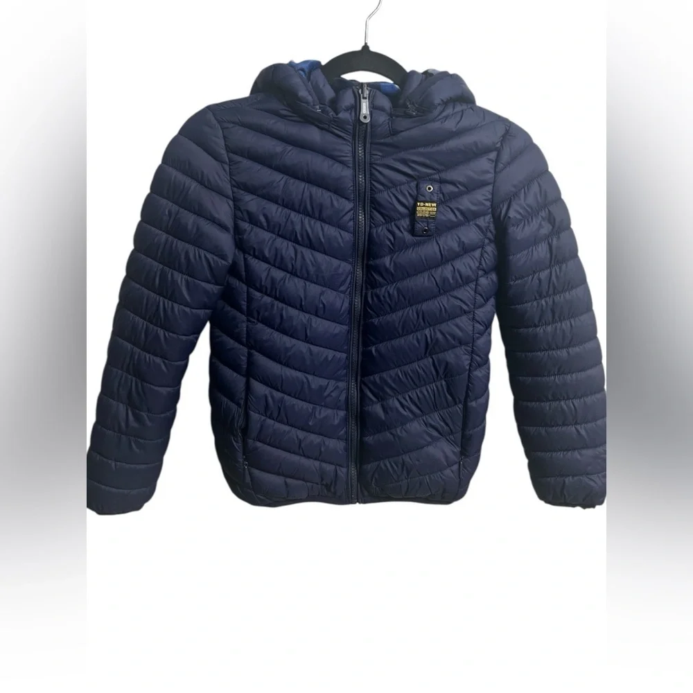 Navy Puffer Jacket with Hood. Size/6 Kids
